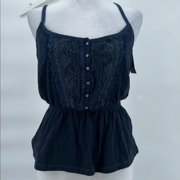 Abercrombie & Fitch Tops - Abercrombie & Fitch Lace Front Cami Tank Navy Blue Size L